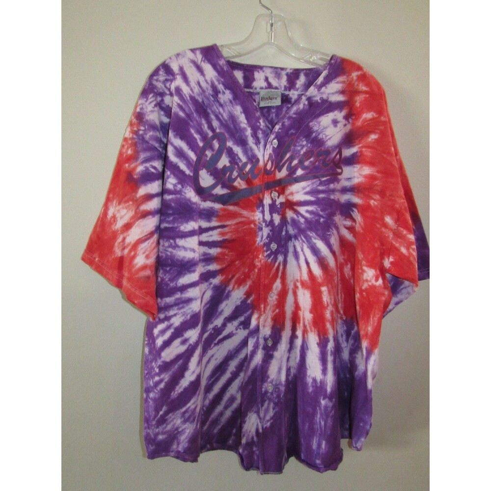 Crushers XXL Button Baseball Jersey #00 League Baseball 2XL Badger USA Tie Dye